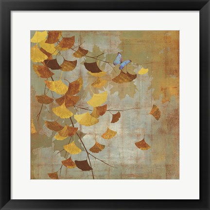 Framed Gingko Branch I Print