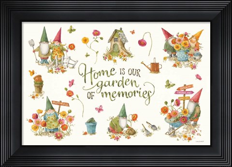 Framed Garden Gnomes I on white Print