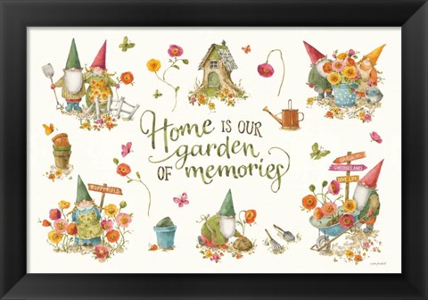 Framed Garden Gnomes I on white Print