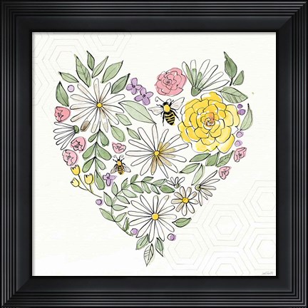 Framed Honeybee Blossoms XI No Words Print