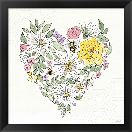 Framed Honeybee Blossoms XI No Words Print