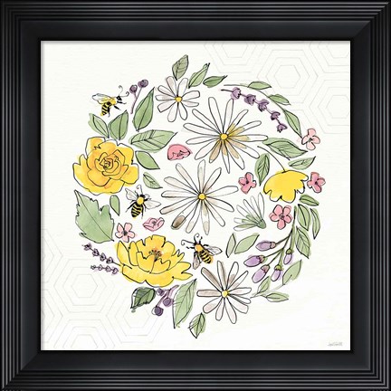 Framed Honeybee Blossoms X No Words Print