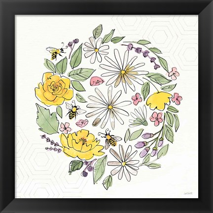 Framed Honeybee Blossoms X No Words Print