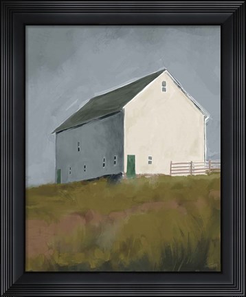 Framed White Barn I Print