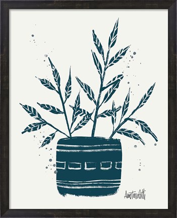 Framed Monochrome Blue Botanical Sketches IX Print