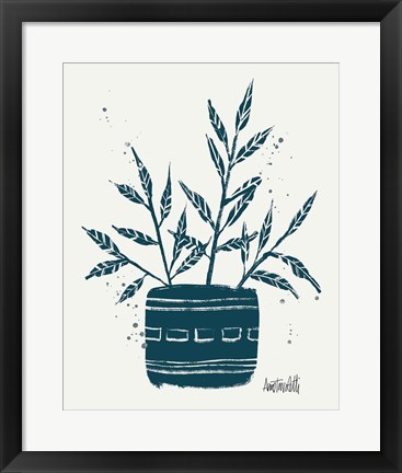 Framed Monochrome Blue Botanical Sketches IX Print