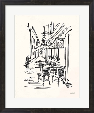 Framed Cafe Sketch II on Cream Print