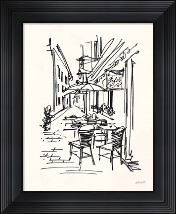 Framed Cafe Sketch II on Cream Print