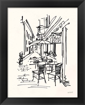 Framed Cafe Sketch II on Cream Print