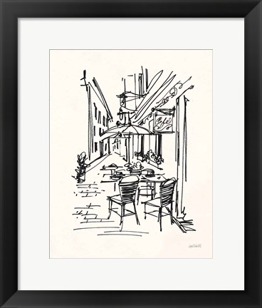 Framed Cafe Sketch II on Cream Print