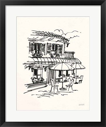 Framed Cafe Sketch I Cream Print