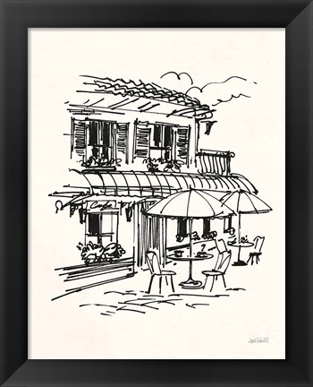 Framed Cafe Sketch I Cream Print