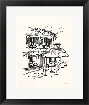 Framed Cafe Sketch I Cream Print