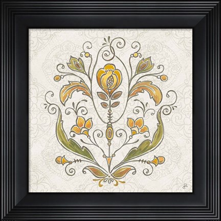 Framed Mediterranean Flair V Neutral Print