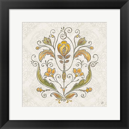 Framed Mediterranean Flair V Neutral Print