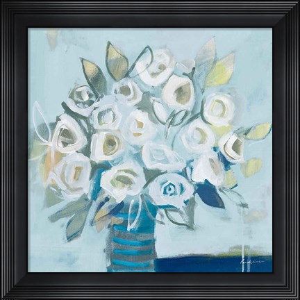 Framed White Roses Light Crop Print