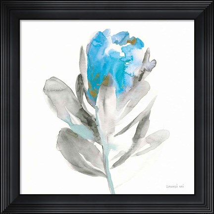 Framed Spirit Flower I Blue Crop Print