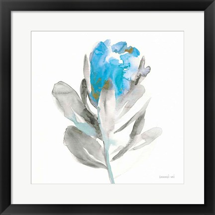 Framed Spirit Flower I Blue Crop Print