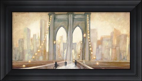 Framed Bridge to New York Dusk Print