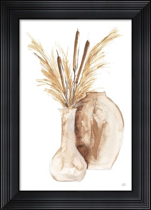Framed Vase Cattails Print
