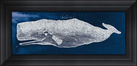Framed Whale on Blue Print