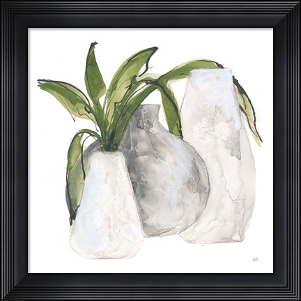 Framed Three Vases II Print
