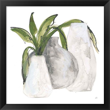 Framed Three Vases II Print