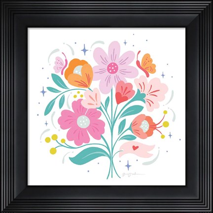 Framed Bright Bouquet I Print