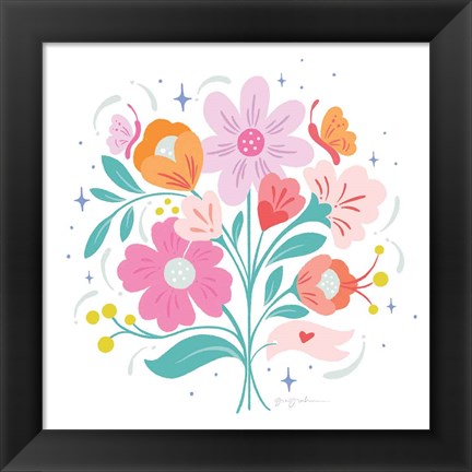 Framed Bright Bouquet I Print