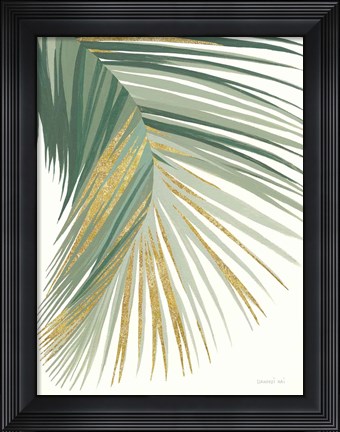 Framed Retro Big Leaf II Green Gold Print