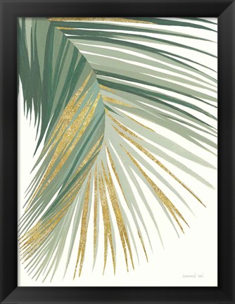 Framed Retro Big Leaf II Green Gold Print