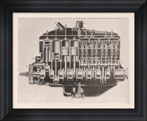 Framed French Engine III Print