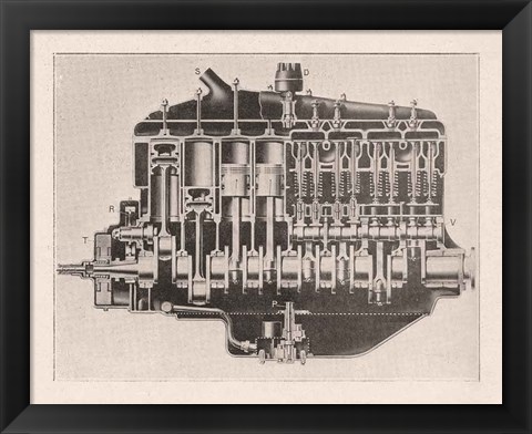 Framed French Engine III Print