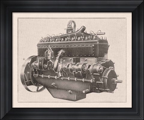 Framed French Engine II Print