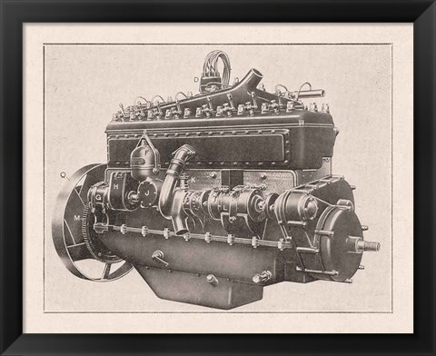 Framed French Engine II Print