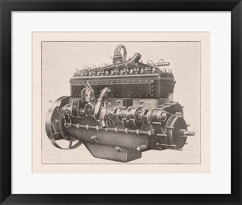 Framed French Engine II Print