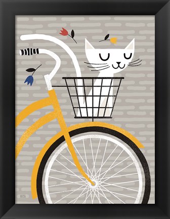 Framed Cruising Cat Yellow Print