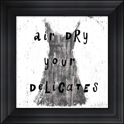 Framed Laundry Rules VI BW Print