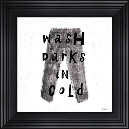 Framed Laundry Rules V BW Print