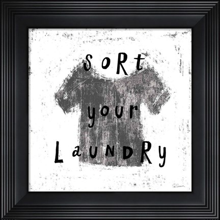 Framed Laundry Rules III BW Print