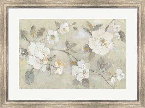 Framed Romantic Spring Flowers I White Horizontal Print