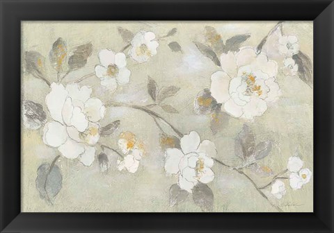 Framed Romantic Spring Flowers I White Horizontal Print