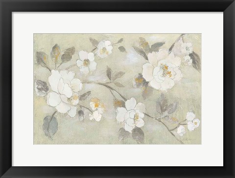 Framed Romantic Spring Flowers I White Horizontal Print