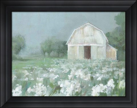 Framed White Barn Meadow Print