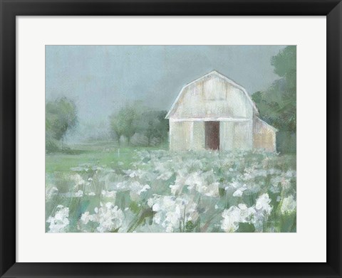 Framed White Barn Meadow Print