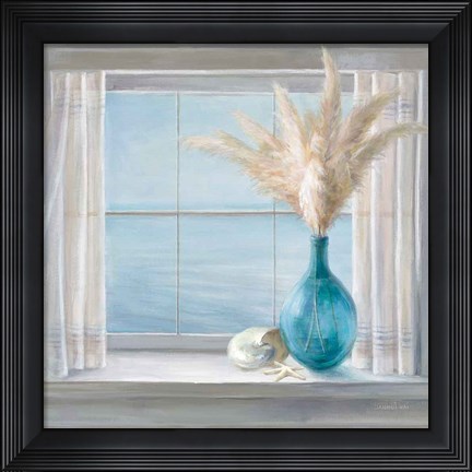 Framed Seaside Cottage View Shell Print