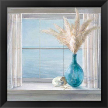 Framed Seaside Cottage View Shell Print