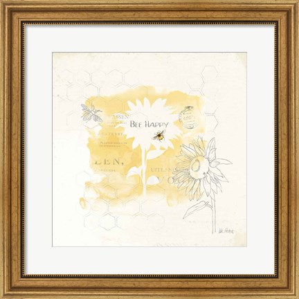 Framed Bee and Bee VIII Honeycomb Print