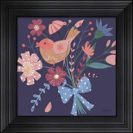 Framed Royal Birds V Purple Print