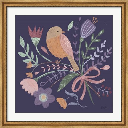 Framed Royal Birds IV Purple Print